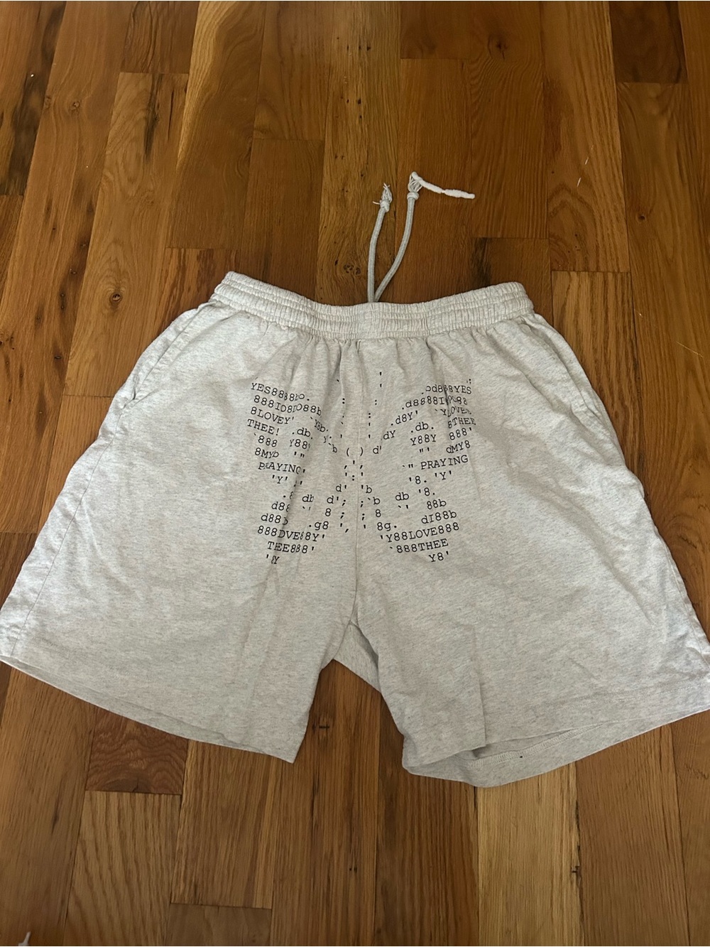 praying grey butterfly shorts
